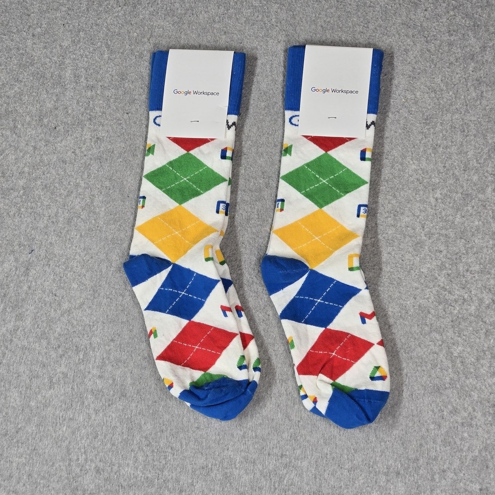 Sock‎ Club Men Socks OS Blue Google Argyle Diamond 2 Pairs NWT